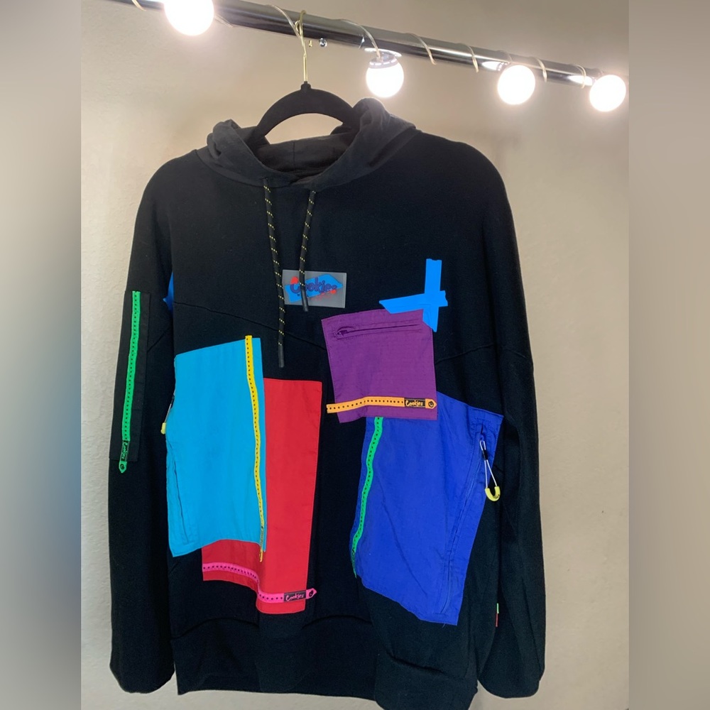 Cookies black multi-zip hoodie